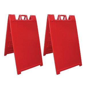 Plasticade Signicade A Frame Plain Portable Folding Sidewalk Sign, Red (2 Pack) - 1 of 4
