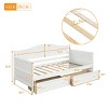 Twin Size Daybed with Storage Drawers and Arched Backrest, Solid Pine Wood Frame Bed for Bedroom or Living Room-Baofuwish - 4 of 4