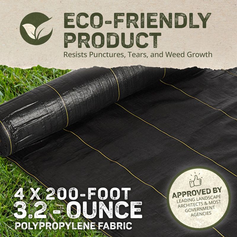 DeWitt Sunbelt 200 x 4 Foot Woven Weed Barrier Landscape Fabric Ground Cover, 200 Feet, 4 of 7