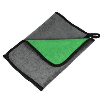 Unique Bargains Extra Large 500 GSM Microfibre Car Drying Towel 11.81"x23.62" Gray Green 1 Pc