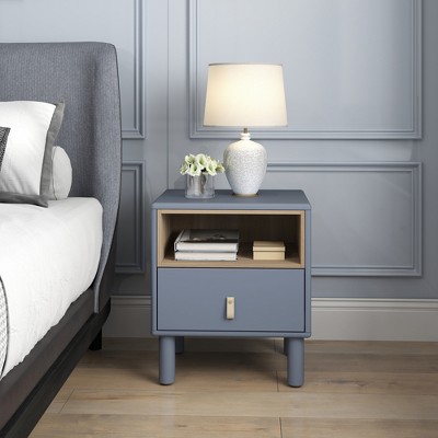 Gulches Single drawer bedside table, modern style bedside table, wooden compact side table with drawer, Blue