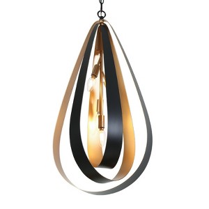 LNC Pennieway 4-Lights 15.5" Modern Geometric Small Chandelier, Matte Black and Gold - 1 of 4