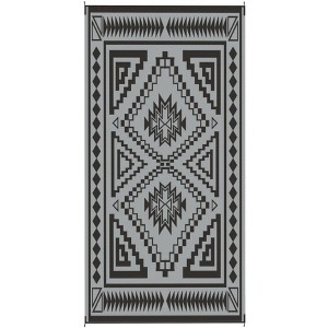 NAYSAYE Outdoor Rug Reversible Waterproof Plastic Straw Mat 9' x 18' with Carry Bag for Patio Garden and Travel, Black and Gray - 1 of 4