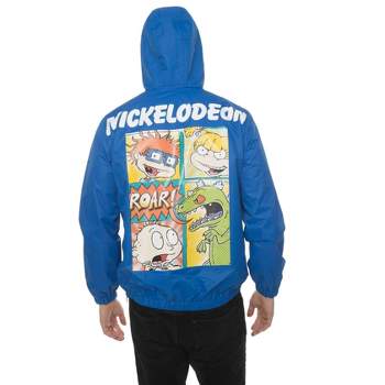 Members Only Nickelodeon Print Lightweight Windbreaker Jacket for Men with Hood & Half Zip