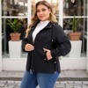 Women's Plus Size Windbreaker Zip Up Buttons Waterproof Hooded Casual Trench Coats with Pockets - Agnes Orinda - 2 of 4