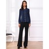 INSPIRE CHIC Women's Casual Peter Pan Collar Button Down Contrast Puff Sleeve Work Blouse - 3 of 4