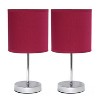 11.81" Traditional Petite Metal Stick Bedside Table Desk Lamp in Chrome with Fabric Shade - Creekwood Home - 2 of 4