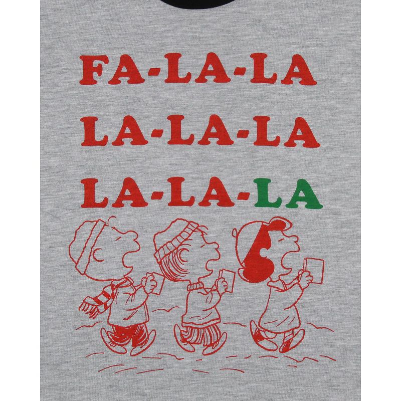 Peanuts Womens' Fa-La-La-La-La Holiday Carols Graphic Print Ringer T-Shirt, 2 of 4