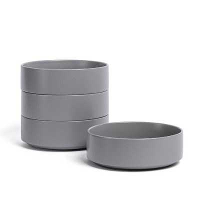 over&back Set of 4 25oz Stackable Hand-Finished Stoneware Cereal Bowls Semi-Matte