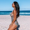 Women's Floral Ruffled Lace Up One Piece Swimsuit -Cupshe - 2 of 4