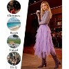 Women's Tulle Fairy Midi Skirt - A-Line Tiered Long Skirt with High Elastic Waist Lavender - 3 of 4