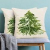 Christmas Tree Pillow Covers 18 x 18 Inch Set of 2, Nature Forest Watercolor Green Tree - 3 of 4
