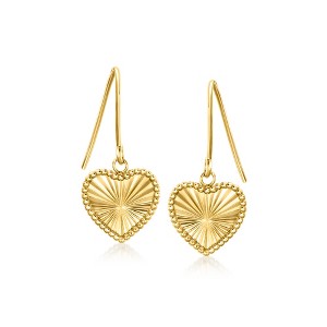 Ross-Simons Italian 14kt Yellow Gold Sunburst Heart Drop Earrings - 1 of 3