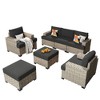 XIZZI All-Weather Rattan Furniture, Sectional Sets w/ Optional Solar Light-Up Coffee Table & Ottoman, Choose 6-9pc Configs in 8 Fade Resistant Colors - 2 of 4