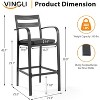 VINGLI Outdoor Bar Stools Set of 2, All-Weather Bar Height Aluminum Stools with Cushion, Rust-Proof Patio Chairs for Backyard, Poolside, Balcony - 3 of 4