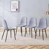 Set of 4 Luxury Simple Chair Black Linen-Cotton Material High Resilience Dining Chair with Metal Black Leg - 2 of 4