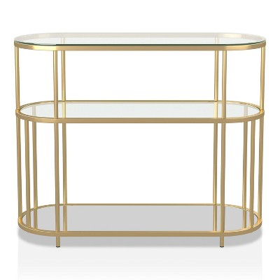 Invergarry Mirrored and Tempered Glass Sofa Table Gold - miBasics