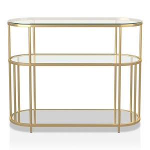 24/7 Shop At Home Invergarry Mirrored and Tempered Glass Sofa Table Gold - 1 of 4