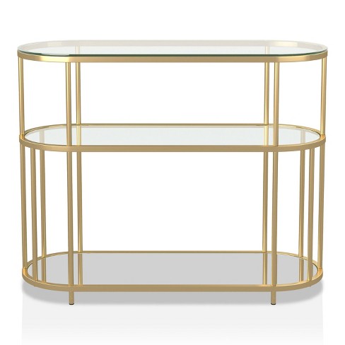 Gold Color Glass Console Sofa Table