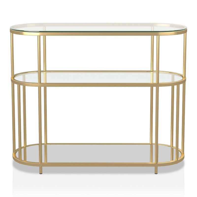 Invergarry Mirrored and Tempered Glass Sofa Table Gold - miBasics, 1 of 7