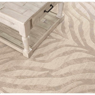 Manteca Light Gray and Taupe Zebra Print Area Rug 3'11" x 5'7"