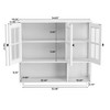 GDFStudio Kaelith 34.65'' Modern Rubberwood Bathroom Wall Cabinet with 3 Glass Doors, Storage Compartments and Towel Bar - 3 of 4