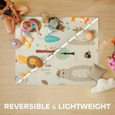 TopComfy Baby Playmats Kids Animal Pattern Play Mat Colorful Water Resistant Easy Clean Foldable Storage for Kids, Multicolored, 69.69"*57.48"*0.63"