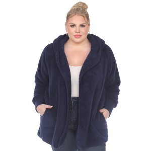 White Mark  PS Plush Hooded Cardigan with Pockets - 1 of 4