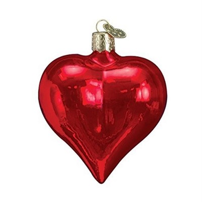 Old World Christmas Blown Glass Ornament for Christmas Tree, Shiny Red Heart