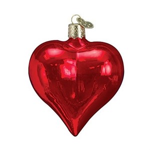 Old World Christmas Blown Glass Ornament for Christmas Tree, Shiny Red Heart - 1 of 4
