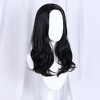 Unique Bargains Women's Curly Wigs 22" Black with Wig Cap Medium Long Hair - 3 of 4