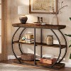 Hommoo 3-Tier Console Table with Storage Shelves Brown - 3 of 4