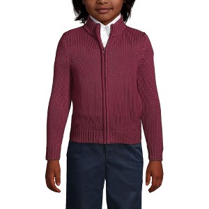 Lands' End School Uniform Kids Cotton Modal Zip Front Cardigan Sweater - 1 of 3