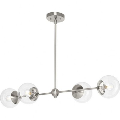 Progress Lighting Atwell 4-Light Island Light, Brushed Nickel, Clear Glass