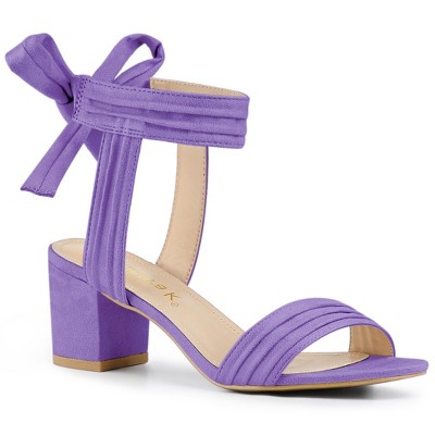 Allegra K Women's Back to College Open Toe Ankle Tie Back Block Heels Sandals