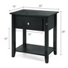 Costway 2PCS Nightstand Sofa End Side Table W/ Storage Drawer Bottom Shelf Black - 3 of 4