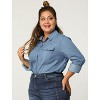 Agnes Orinda Women's Plus Size Business Casual Long Sleeve Denim Button-Down Shirts - 2 of 4