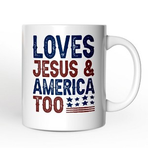 Loves Jesus and America Too Mug, Patriotic Gift for Proud Americans| OrnamentallyYou - 1 of 4