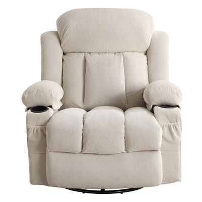 AndMakers 39.76 in. W Velvet Recliner with Rocking, Remote Control, Tufted and Storage