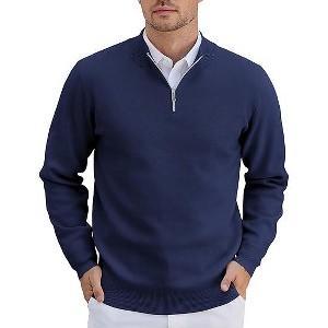 COOFANDY Mens Quarter Zip Pullover Slim Fit Lightweight Knit Pullover Sweaters Casual Polo Sweater - 1 of 4