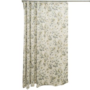 Ellis Curtain Abigail Classic Floral Design Button Holes Shower Curtain 72" x 72" Porcelain - 1 of 4