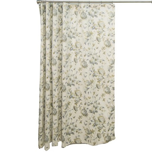 Ellis Curtain Abigail Classic Floral Design Button Holes Shower Curtain 72" x 72" Porcelain - image 1 of 4