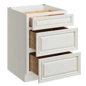 CASAINC 24 in. W x 24 in. D x 34.5 in. H Base Kitchen Cabinet with 3 Soft-Close Drawers – RTA Plywood Cabinets - 1 of 4