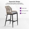 PURPLE LEAF Patio Sunbrella Bar Stools Set of 2 Handwoven Wicker Bar Height Stool Modern Aluminum Outdoor Wicker Barstools with Back and Cushion - 4 of 4