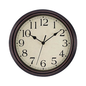 Aoibox Foxtop Retro Silent Non-Ticking Round Classic Quartz Wall Clock for Living Room Kitchen Home Office 12 Inch Bronze - 1 of 4