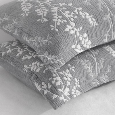 NTBAY 5 Piece Cotton Muslin Bedding Set, Three-layer Bed Blanket and Pillow Shams, Soft Yarn Dyed Quilt Set — фото 7