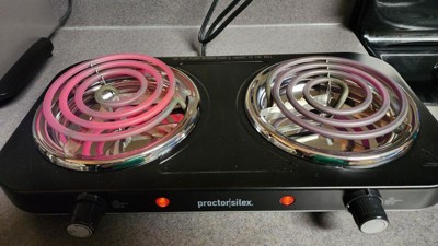 Proctor Silex Electric Double Burner Cooktop with Adjustable