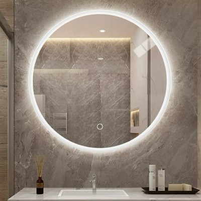 GlasFlength Decorative Wall Mirrors Wall Art Wall Mirror Classic Mirror Decorative Circle Mirror Vanity Mirror for Bathroom, Silver, 23.6"*23.6"*1.18"