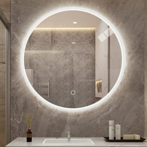 GlasFlength Decorative Wall Mirrors Wall Art Wall Mirror Classic Mirror Decorative Circle Mirror Vanity Mirror for Bathroom, Silver, 23.6"*23.6"*1.18" - 1 of 4