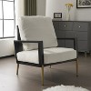 VYNXARIA White Upholstered Accent Armchair with Gold Legs & Rubberwood Frame - 4 of 4